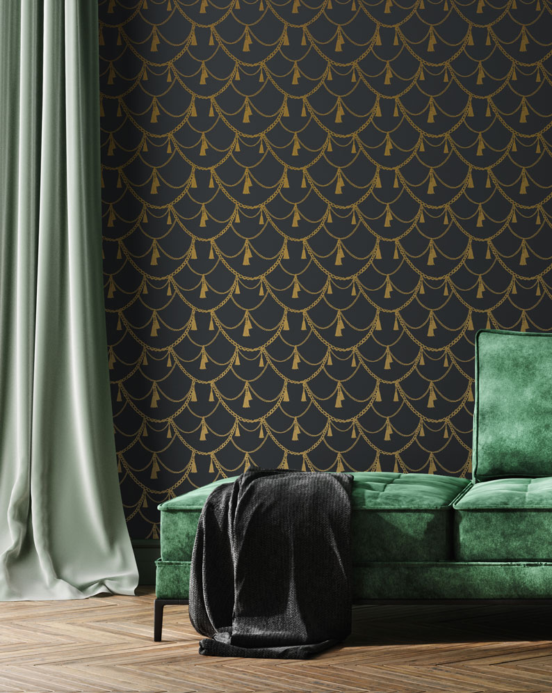 gold and black pattern wallpaper