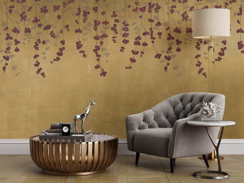 3D Luxury Gold Wood Wallpaper for Elegant Living Rooms  Paper Plane Design