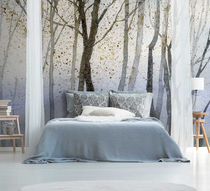 1Wall Black and White Forest Trees Mural Wallpaper  315cm x 232cm